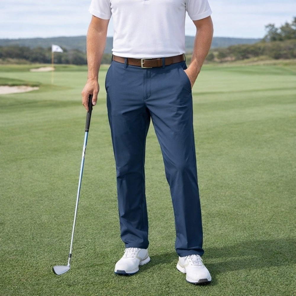 Peter Millar Wicking Mens 34x28 Blue Performance Golf Pants Flat Front Stretch